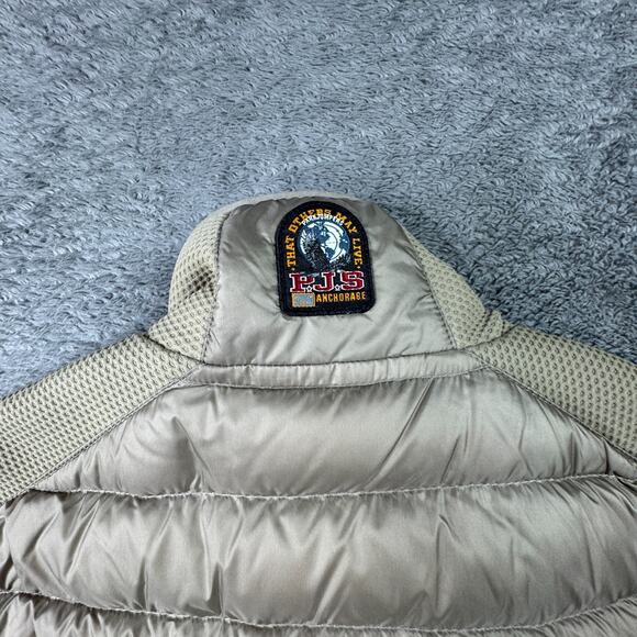 Parajumpers Xavier Gilet Warm Up Puffer Vest Mens M Beige PJS Anchorage Nylon - Picture 5 of 10